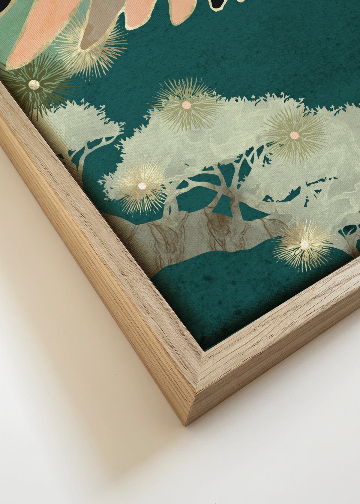 Golden Crane - Framed canvas detail