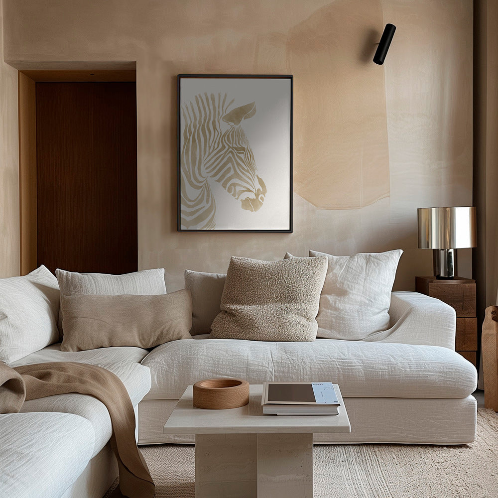 Cuadro de cebra minimalista beige – Canvas2
