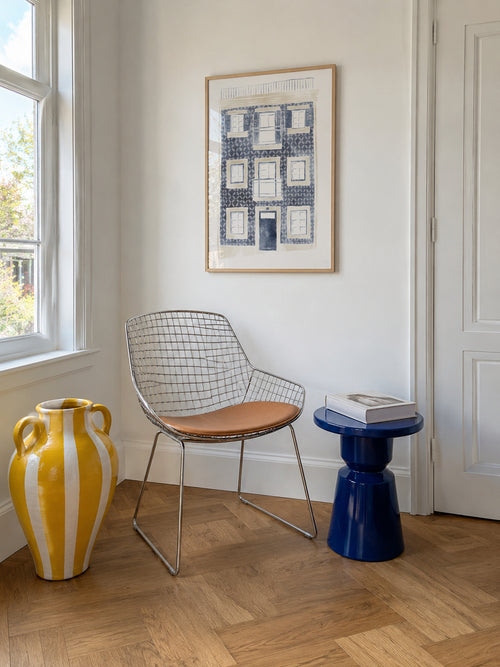 Blue Portuguese Building - Framed poster in an interior
