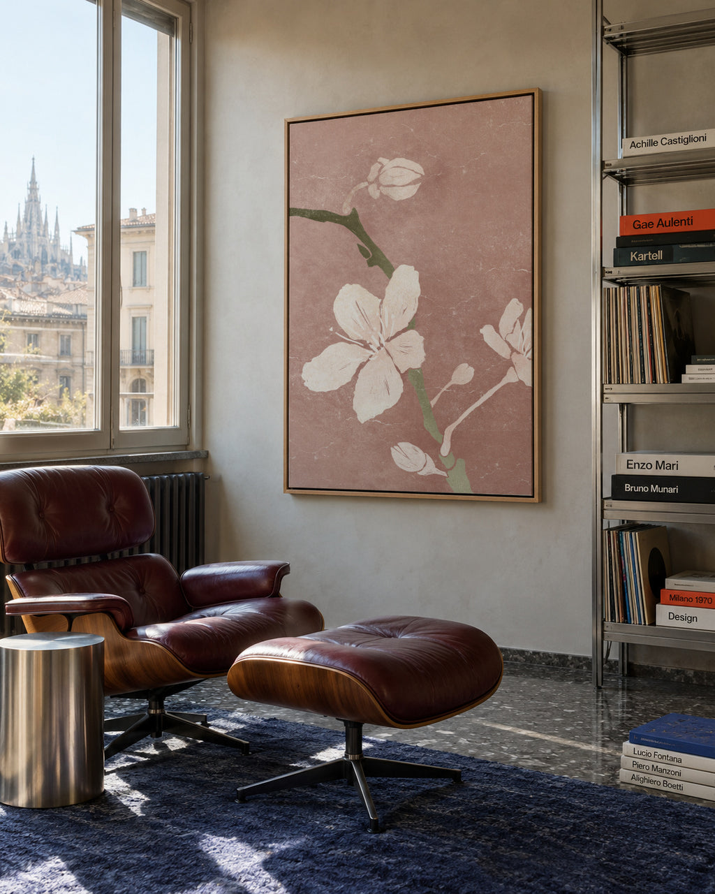 Pink Blossom II - Framed canvas in an interior