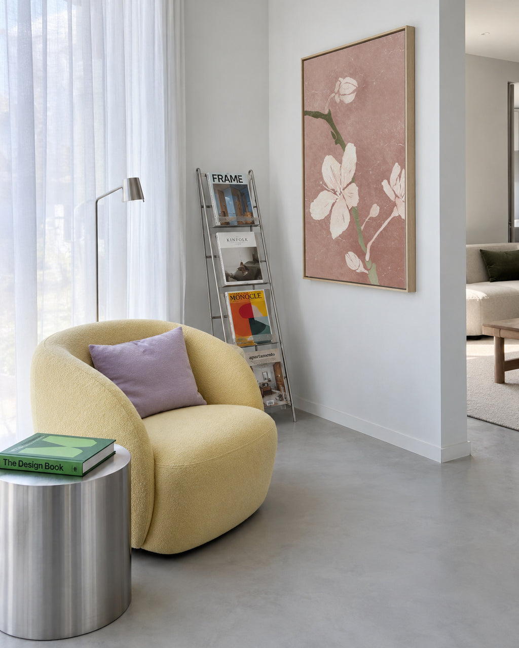 Pink Blossom II - Framed canvas in an interior