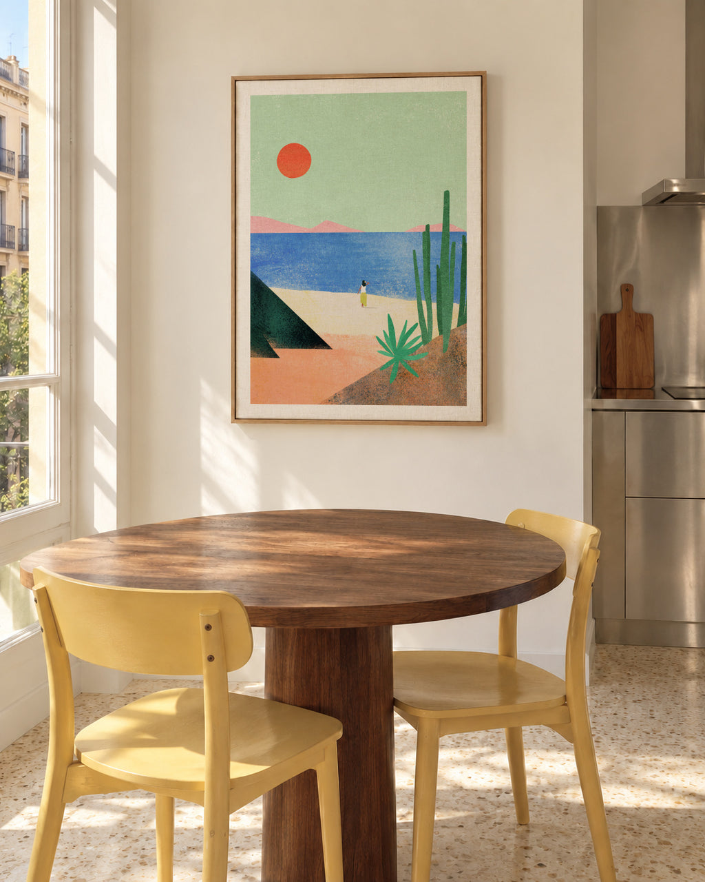Beach Girl II - Framed canvas in an interior