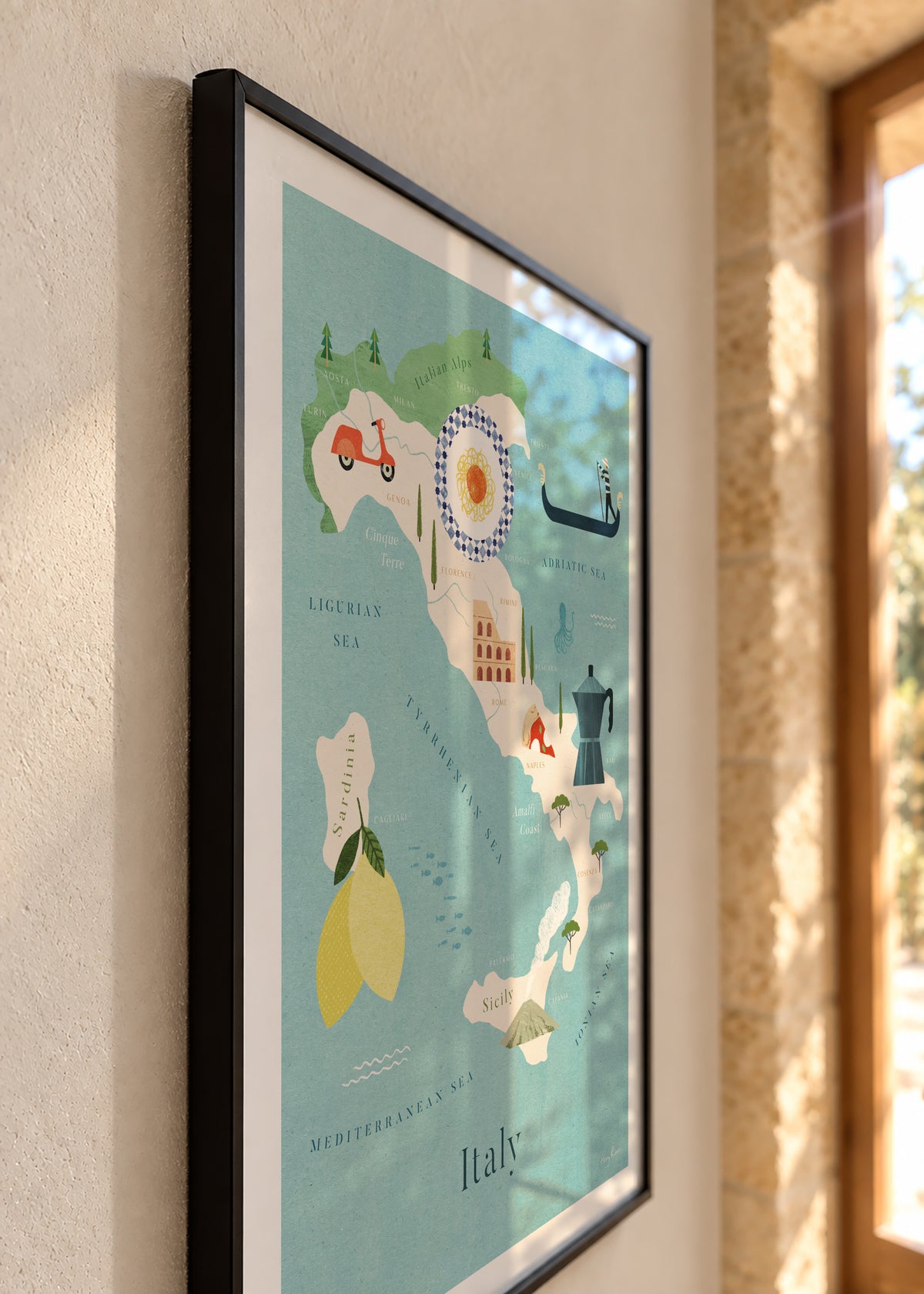 Italy Map - Framed poster detail