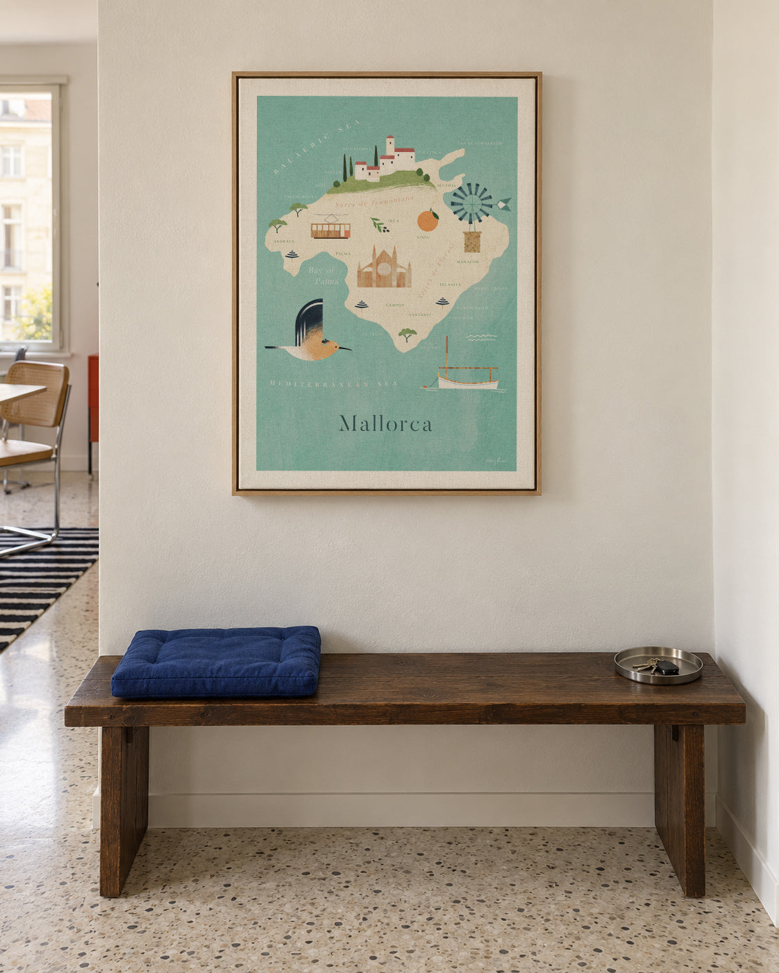Mallorca Map - Framed canvas in an interior