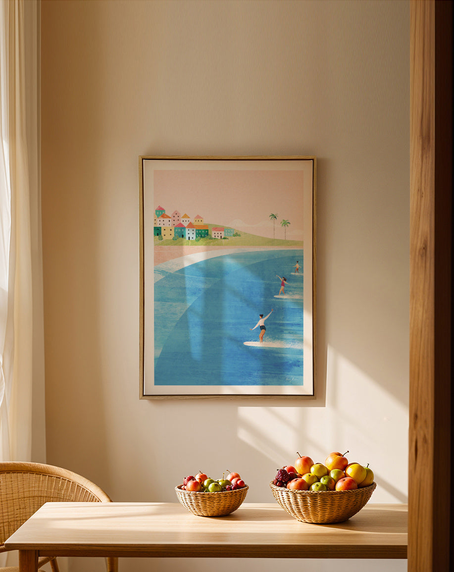 Surf Beach - Framed canvas in an interior
