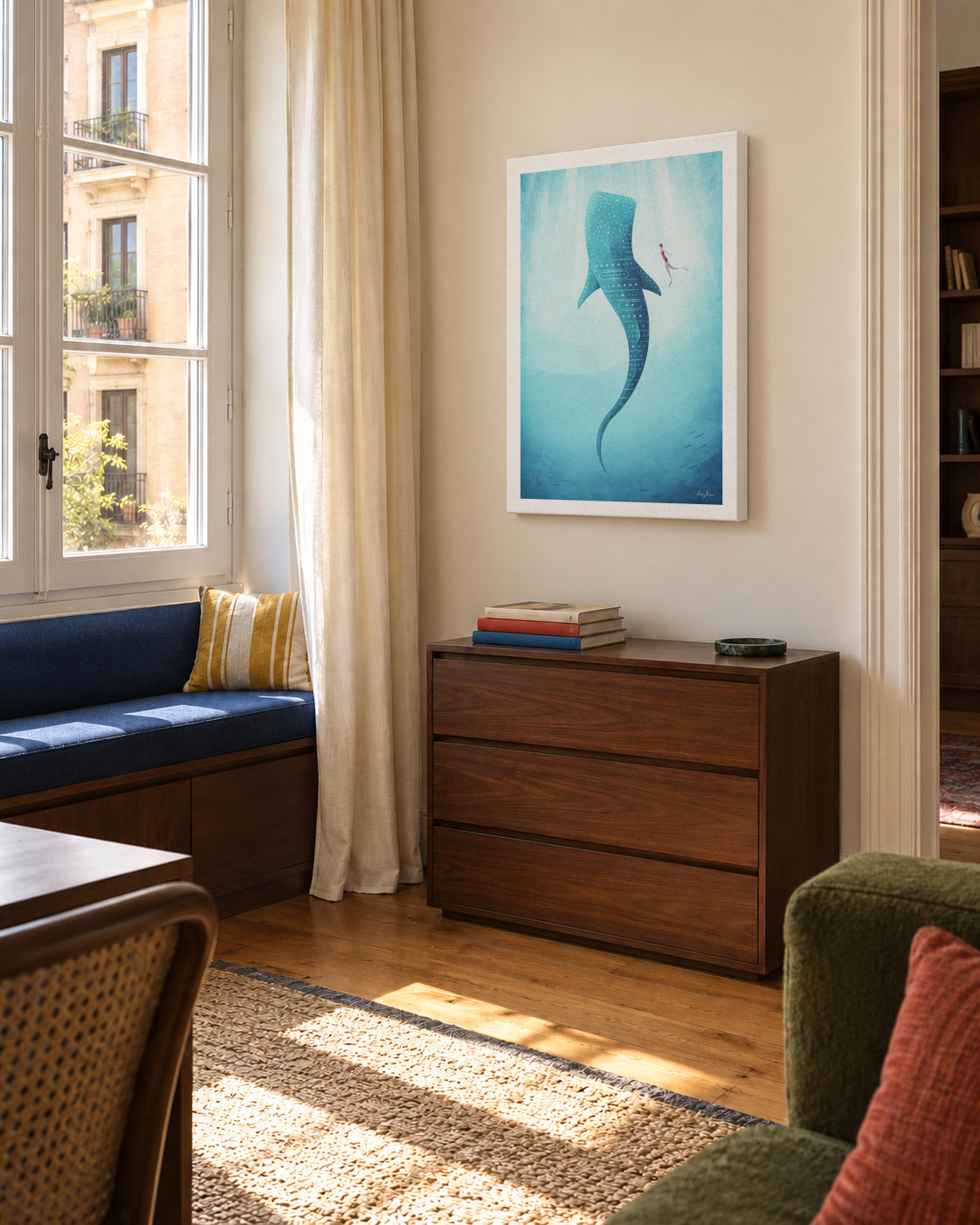 Whale Shark - Unframed canvas in an interior