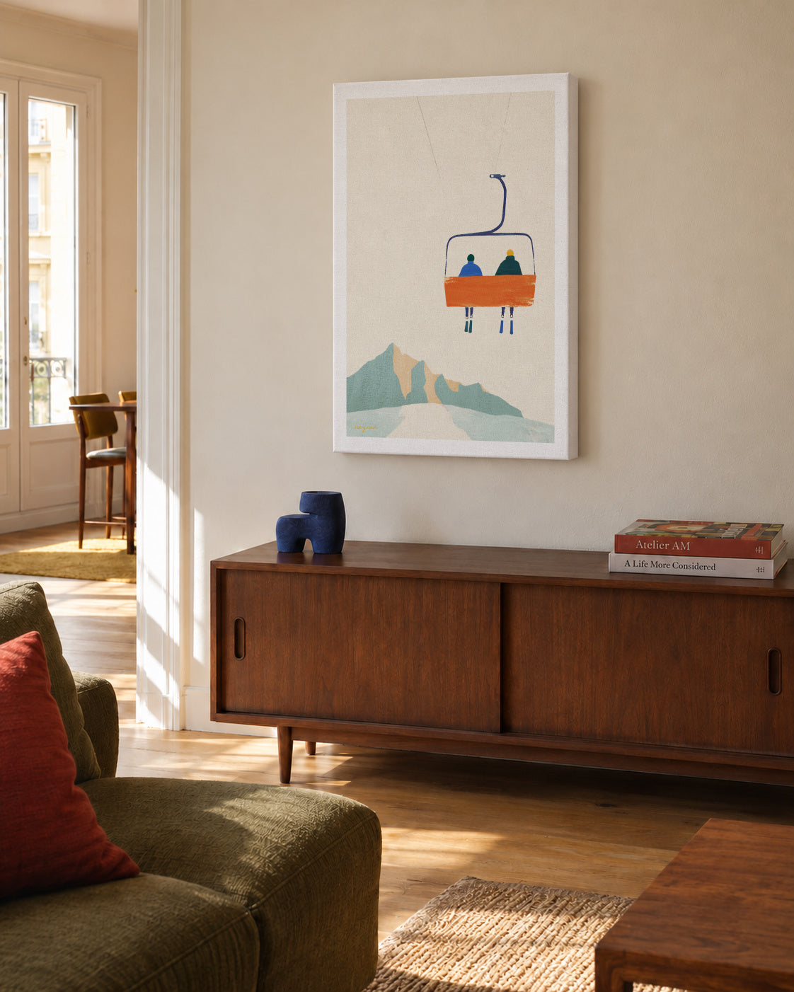 Ski day - chairlift - Unframed canvas in an interior