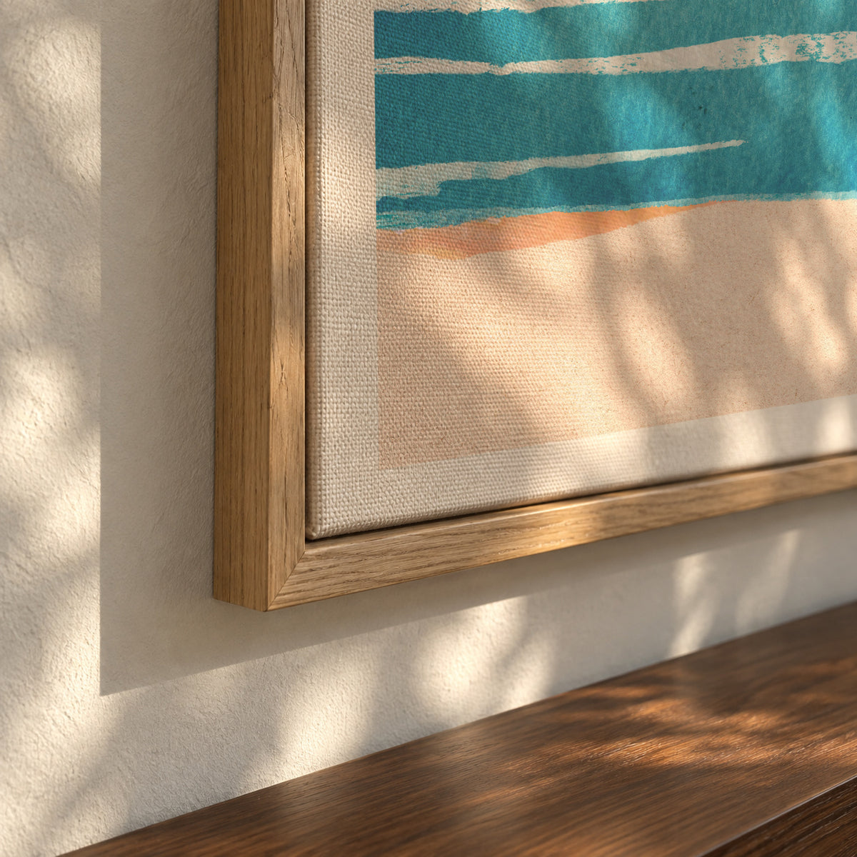 Ocean sunset- minimalist painting - Framed canvas detail