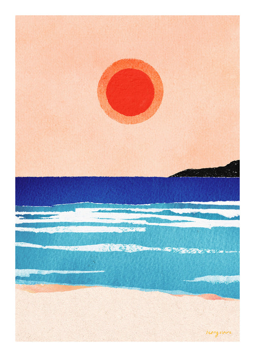 Landscape art Ocean sunset- minimalist painting