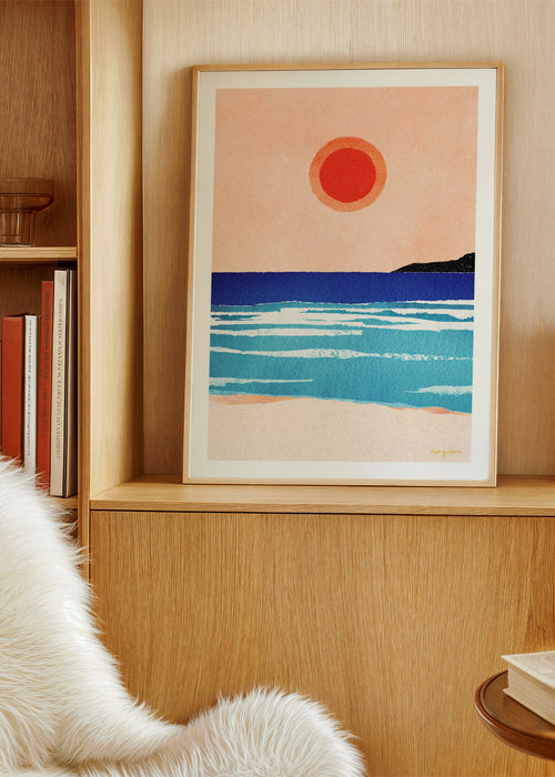 Landscape art Ocean sunset- minimalist painting