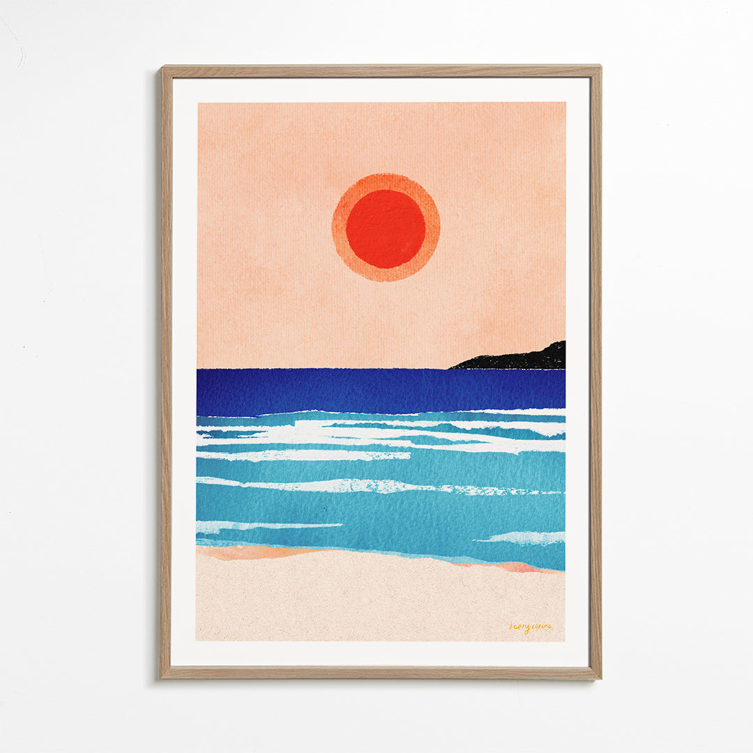 Landscape art Ocean sunset- minimalist painting