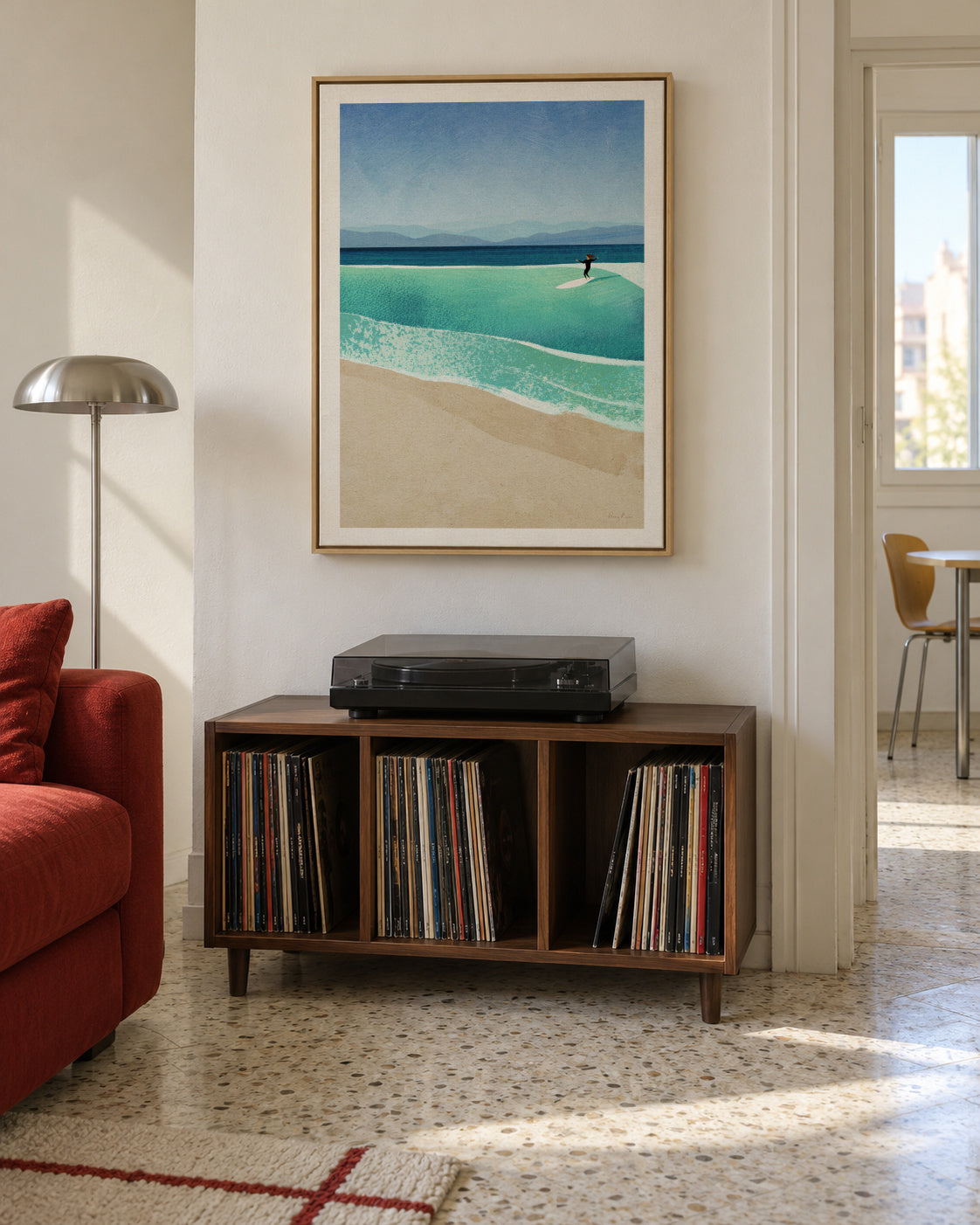 Surfing the perfect wave - Framed canvas in an interior
