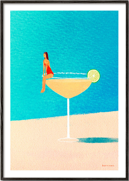 Kitchen art: Margarita glass illustration – Black Frame