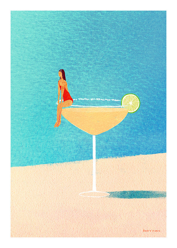 Kitchen art: Margarita glass illustration