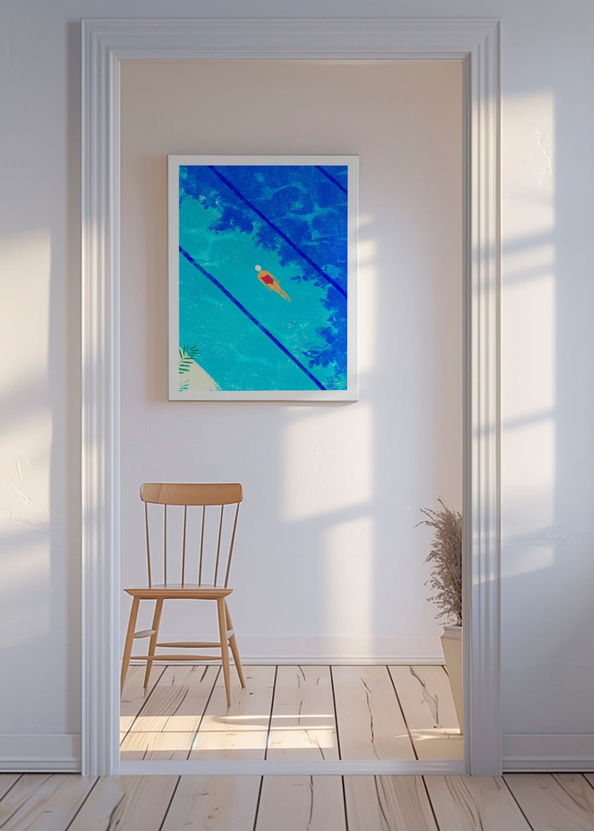 Swimmer illustration over pool – Canvas
