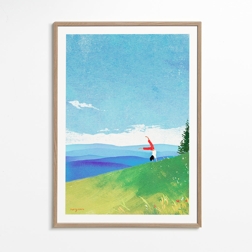 Landscape art with handstand on a hill – Oak Frame