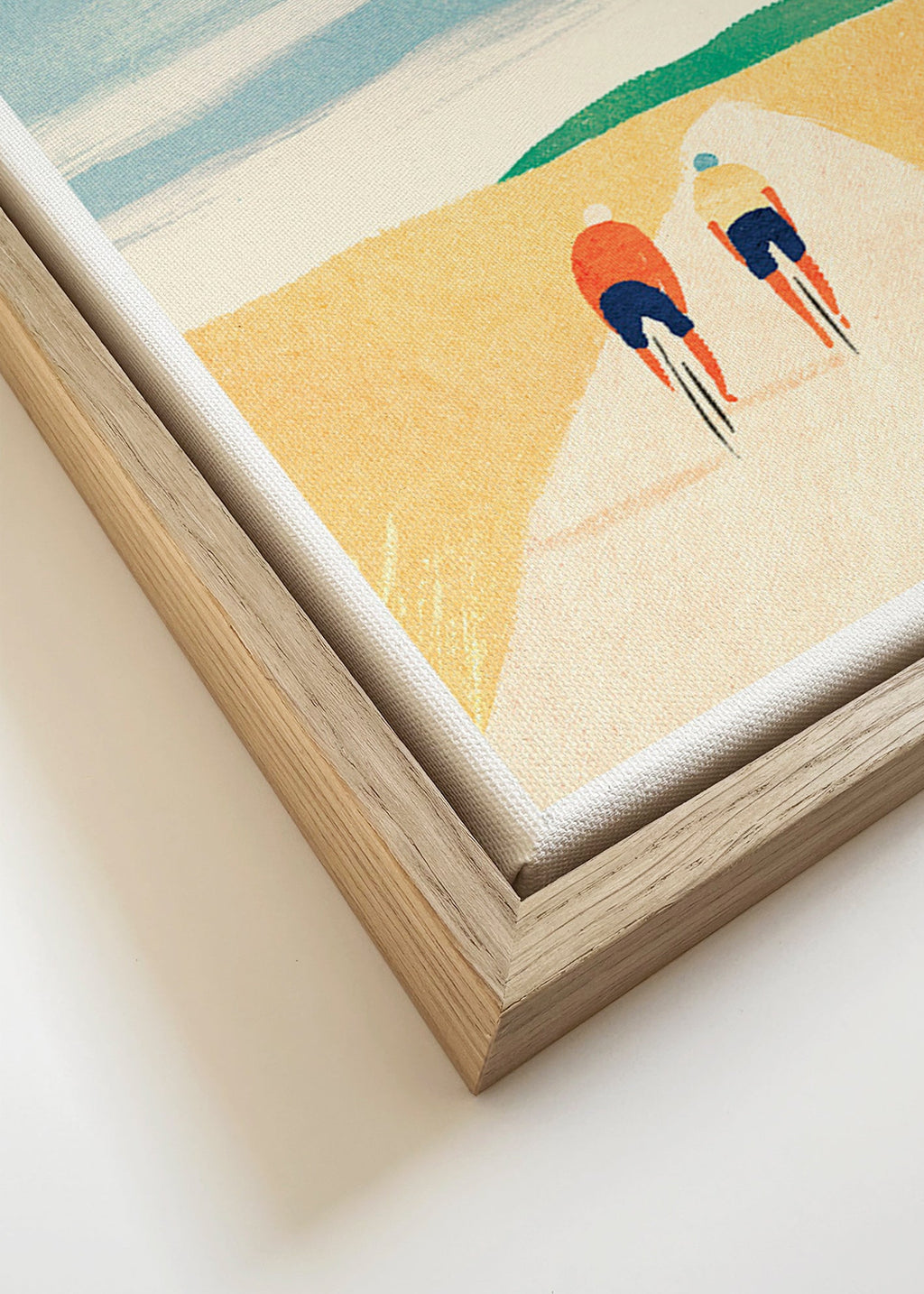 Sports art: two cyclists on a country road – Canvas detail