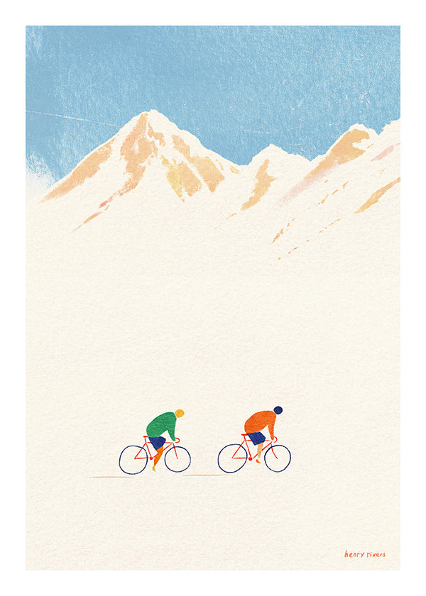 Sports art: mountain cyclists illustration