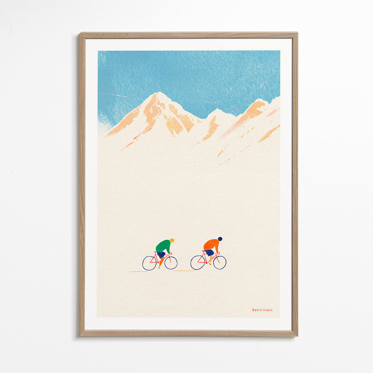 Sports art: mountain cyclists illustration – Oak Frame