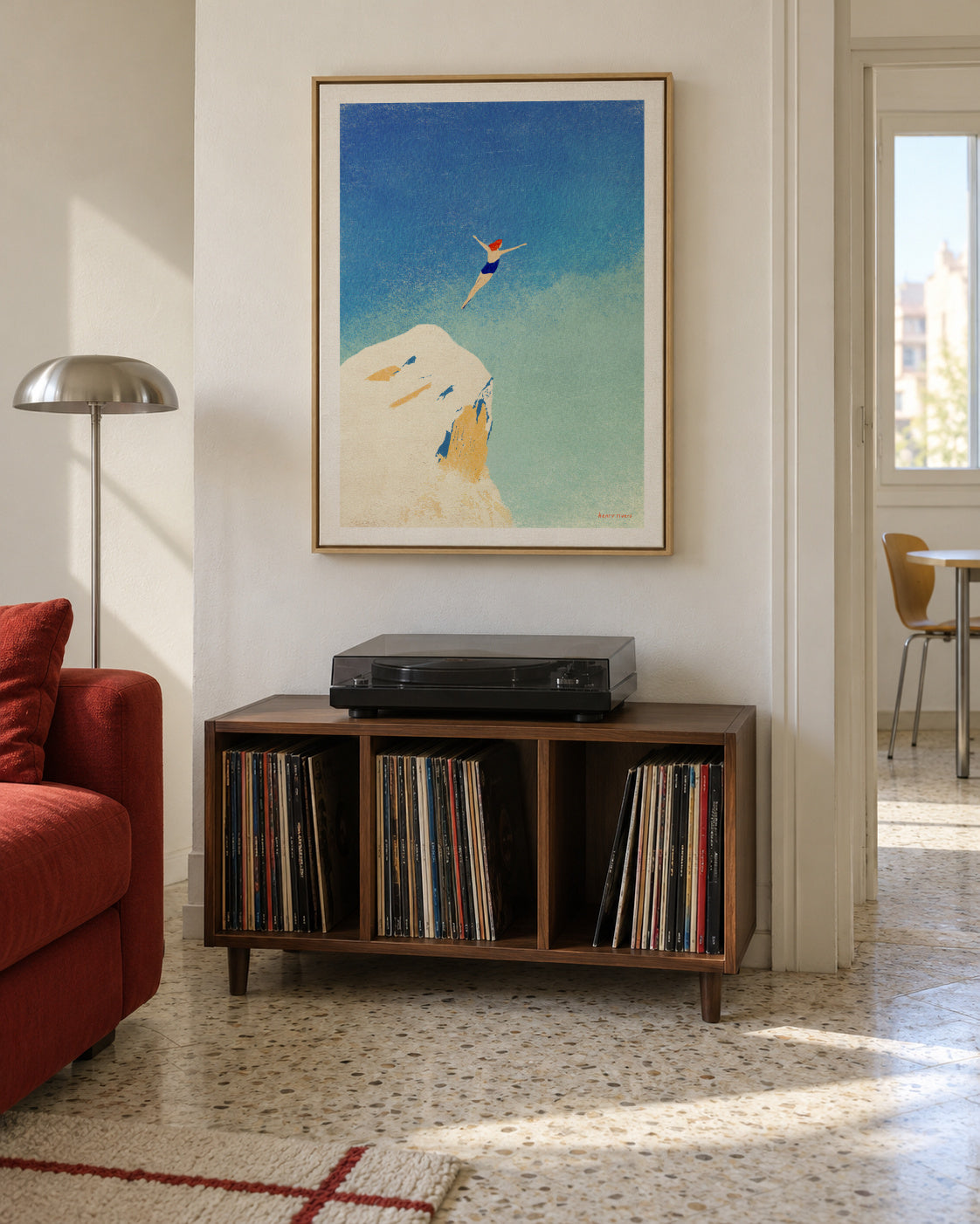 Flying - Framed canvas in an interior