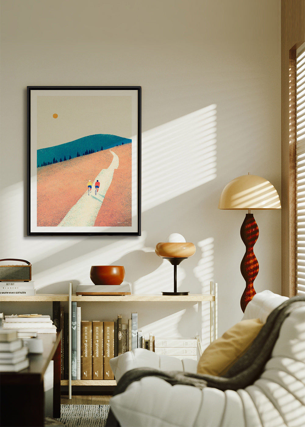 Sports art with two cyclists on a sunlit path – Canvas2
