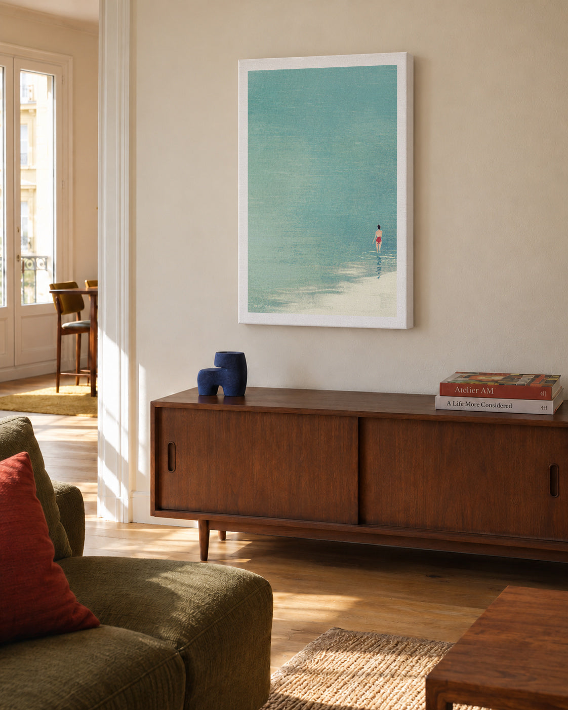 Last swim of the day - Unframed canvas in an interior