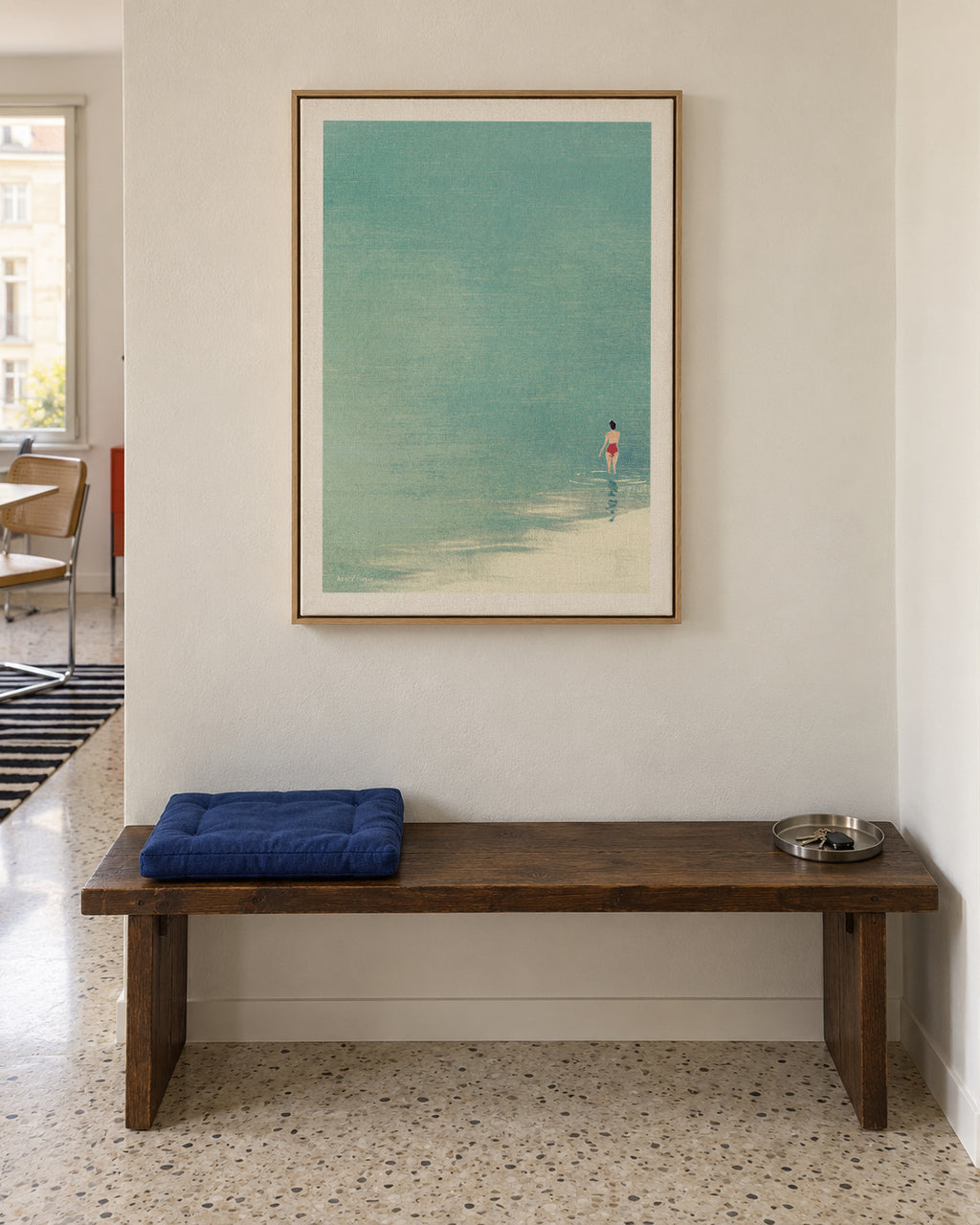 Last swim of the day - Framed canvas in an interior