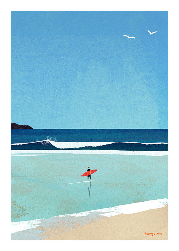 Sports art: surfer on the shore