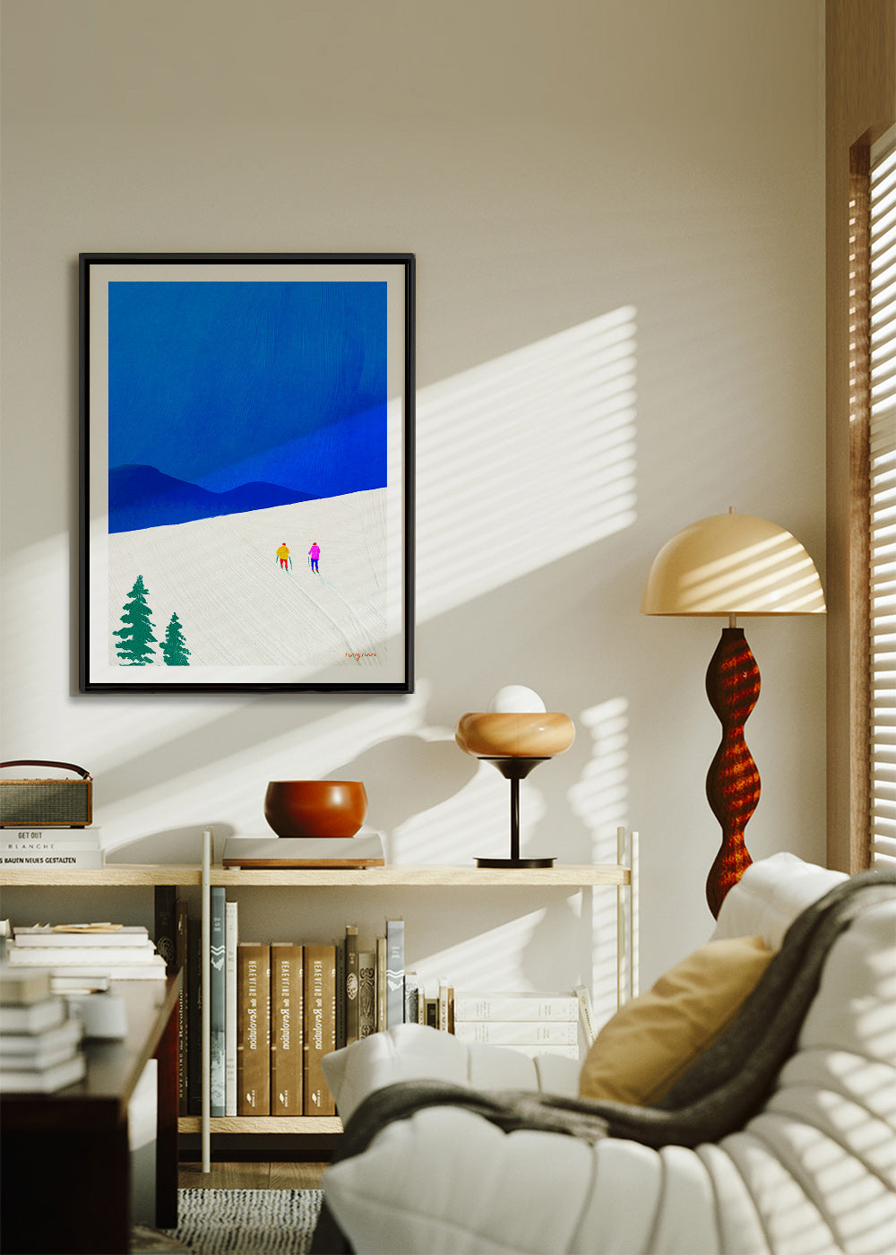 Sports art: two skiers on a snowy slope – Canvas1