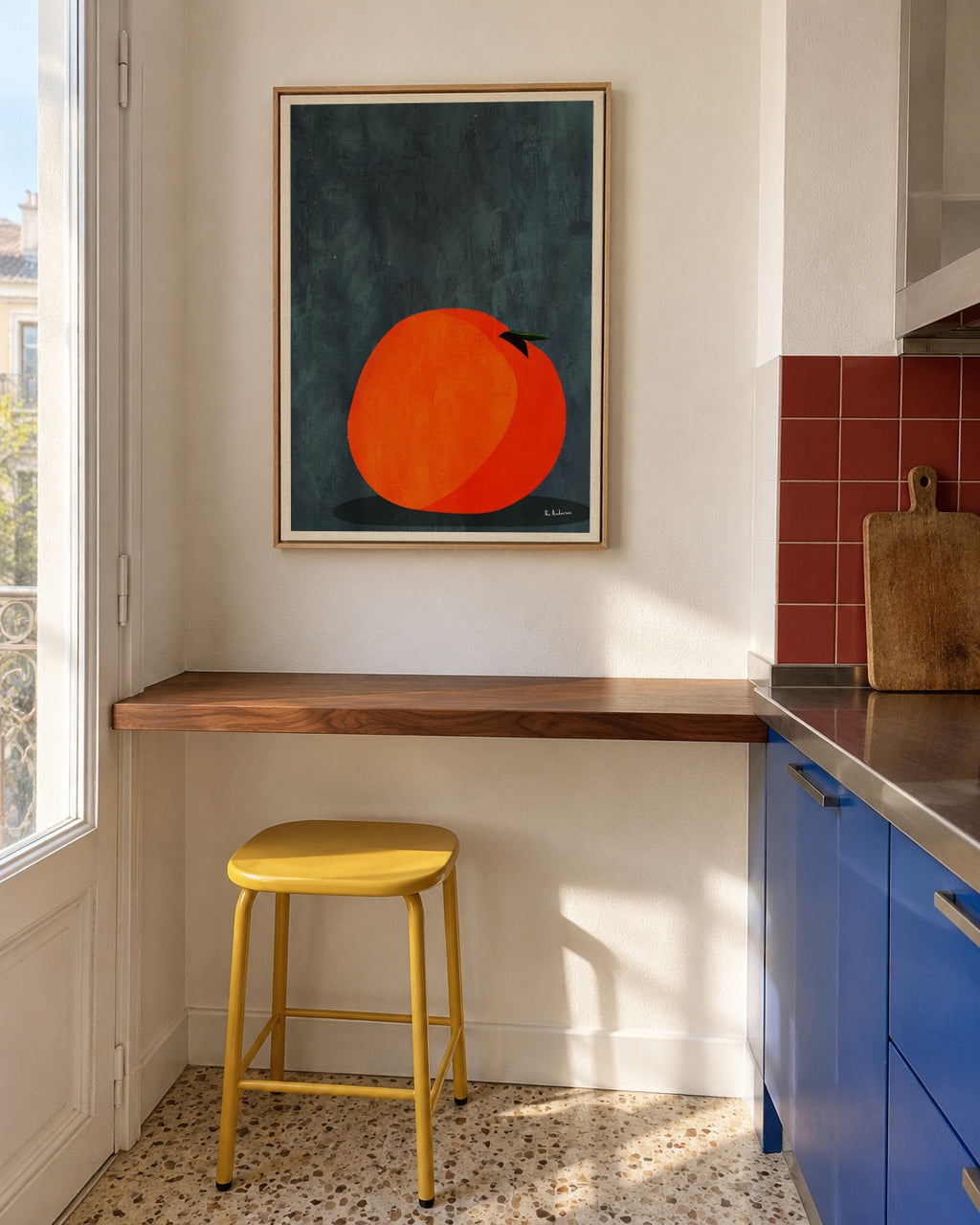 Calmly Sleeping Apple - Framed canvas in an interior