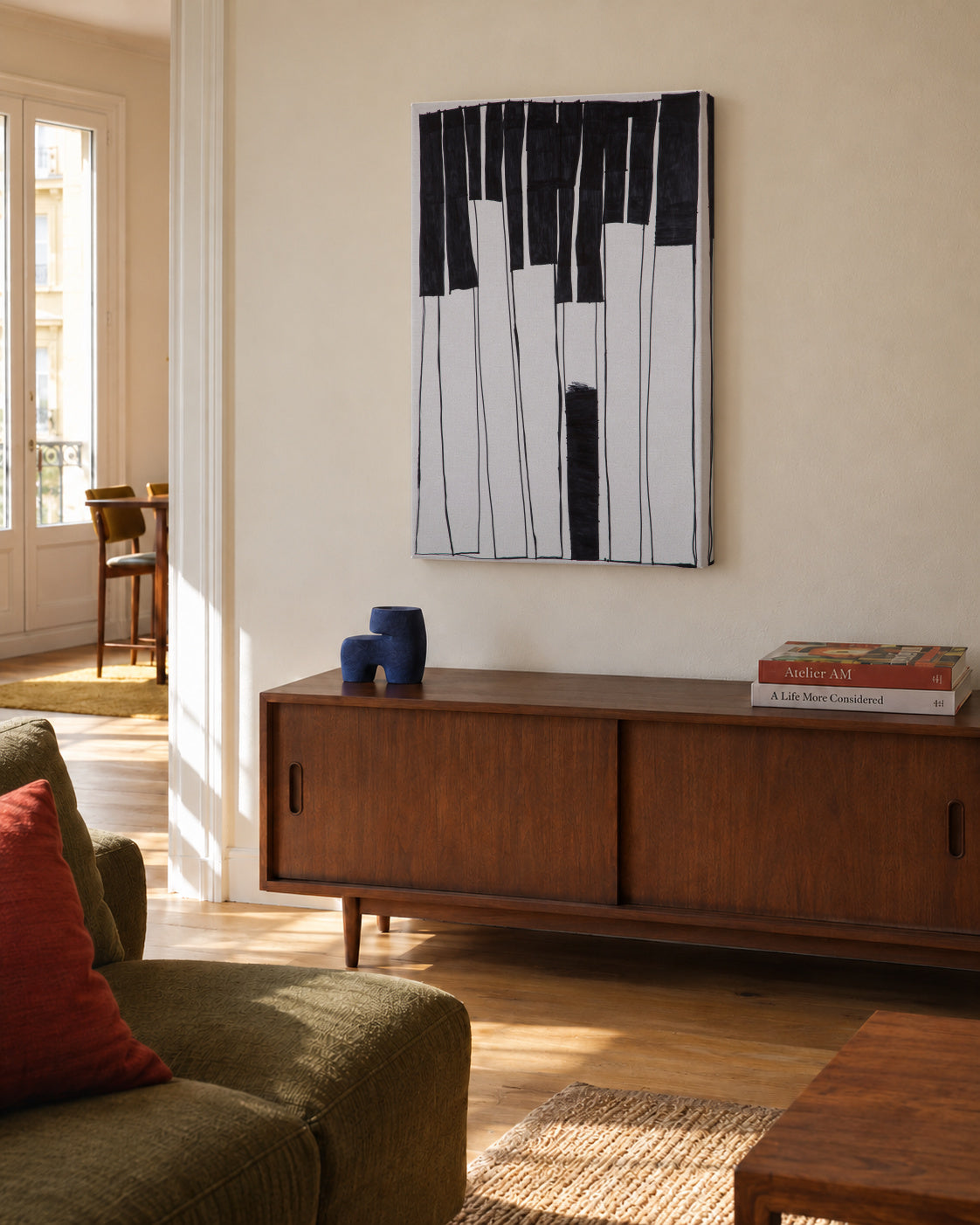 Notes llargues del piano - Pol Martínez - Unframed canvas in an interior