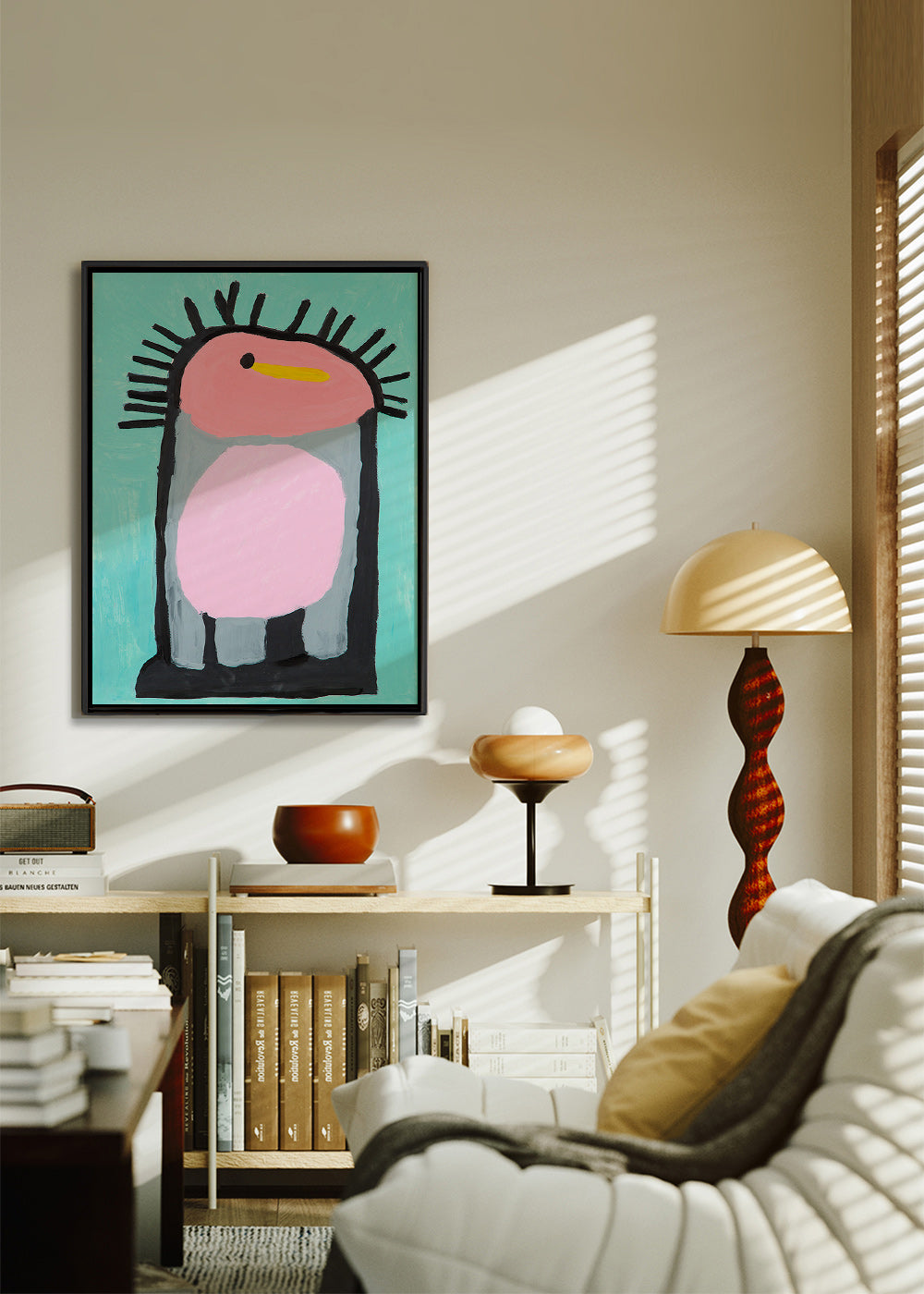 Kids print playful pink penguin – Canvas1