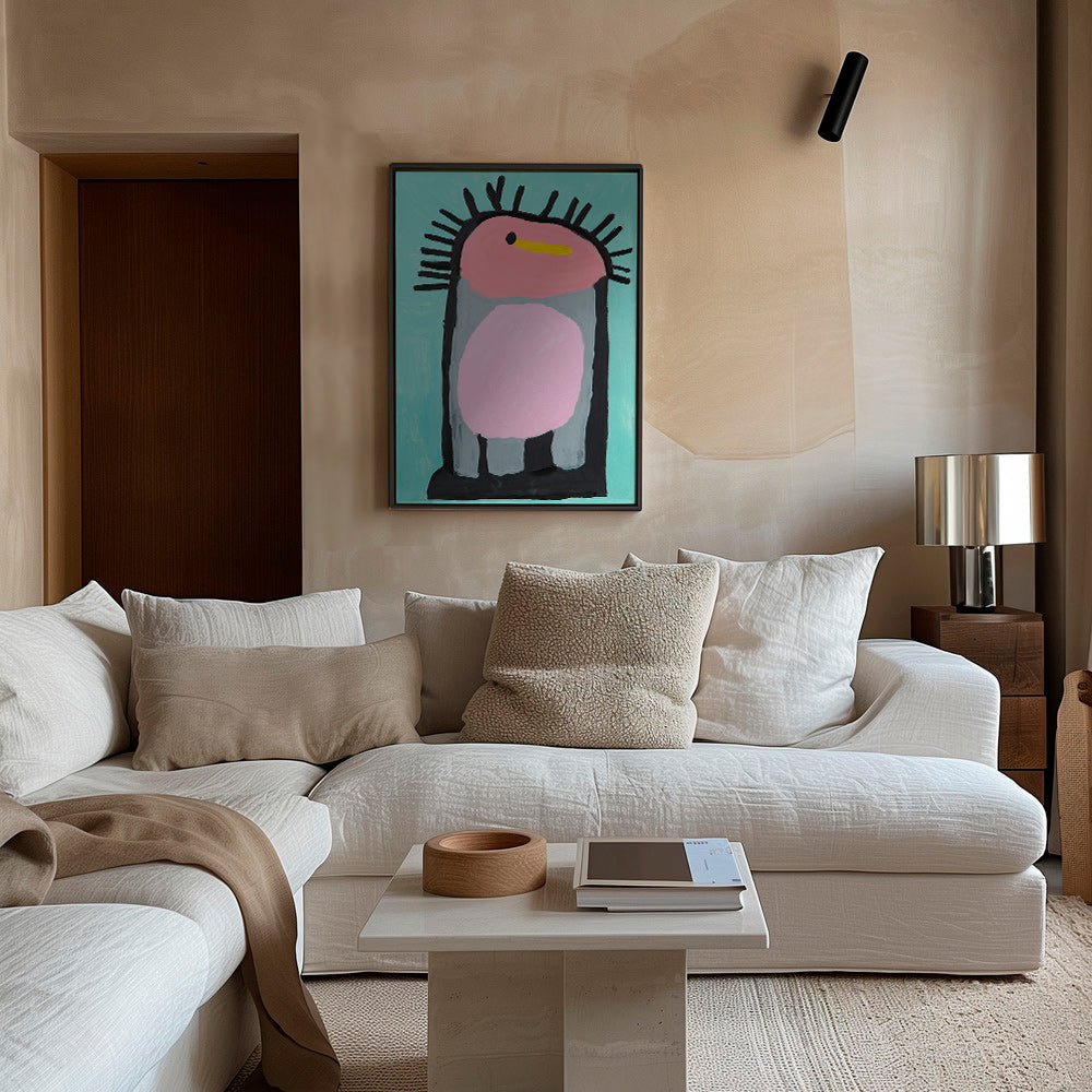 Kids print playful pink penguin – Canvas2