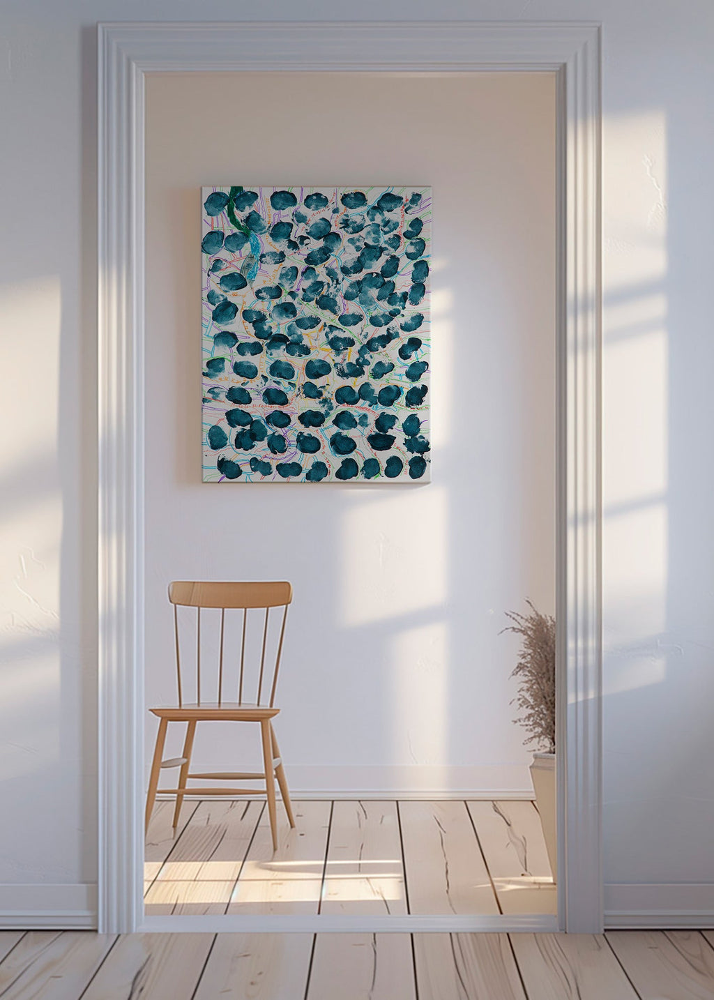 Abstract artwork with blue blotches – Canvas