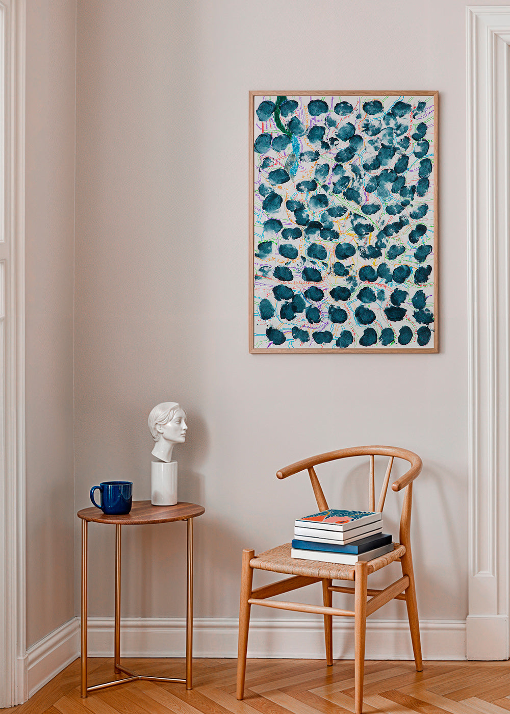 Abstract artwork with blue blotches – Product2