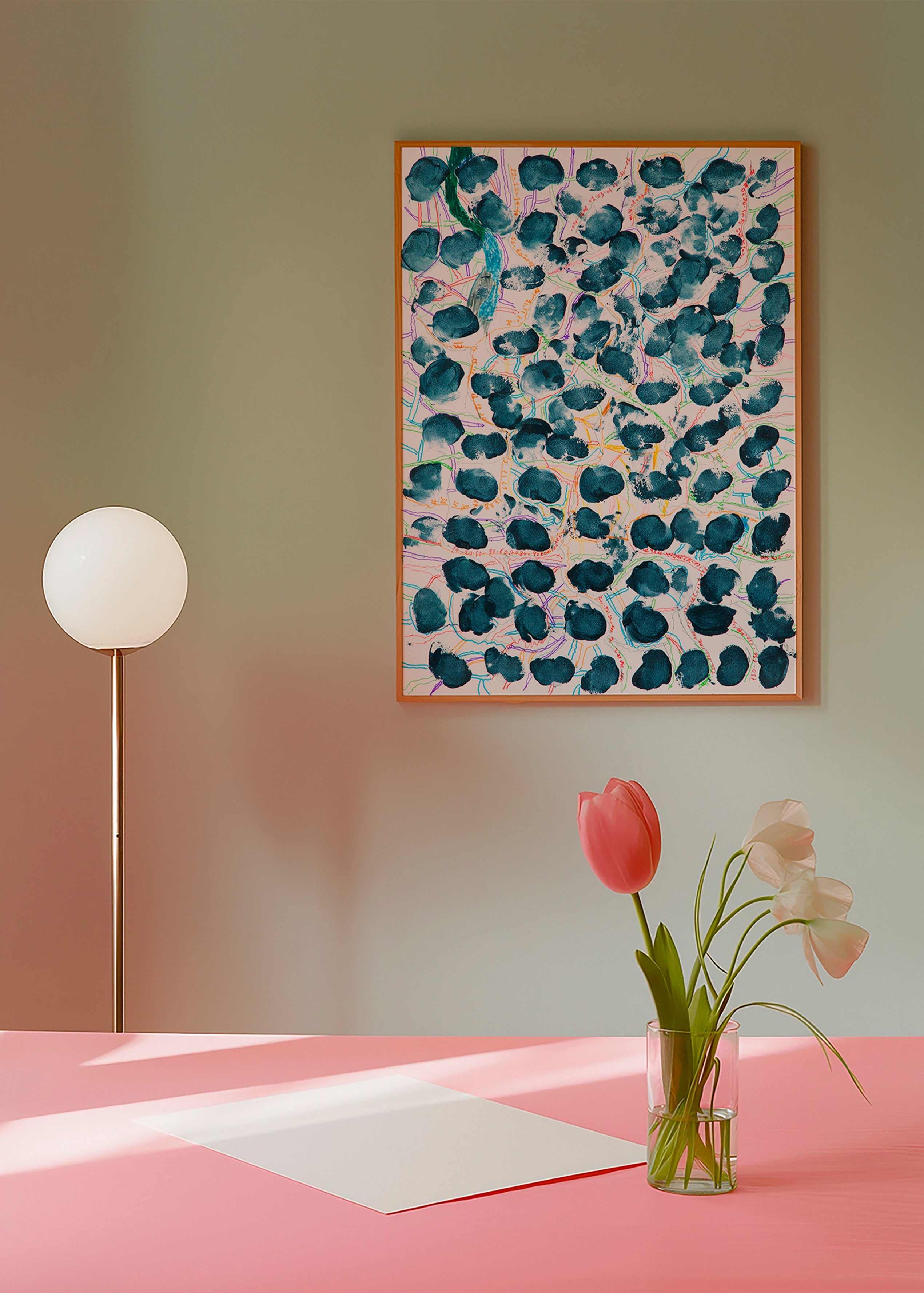 Abstract artwork with blue blotches – Product3