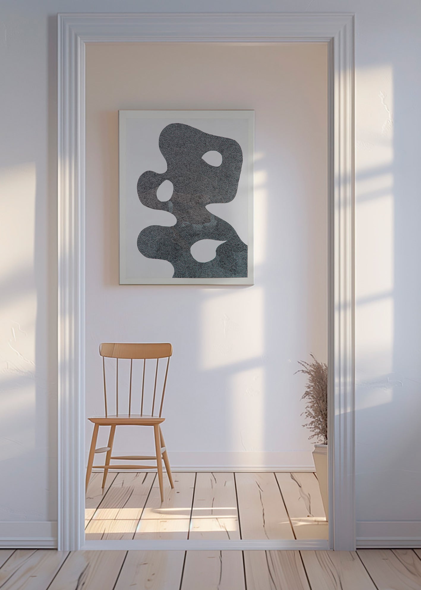 Dotted abstract artwork, large silhouette – Canvas