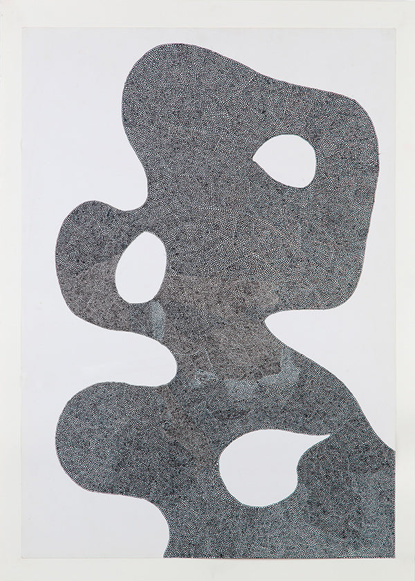 Dotted abstract artwork, large silhouette