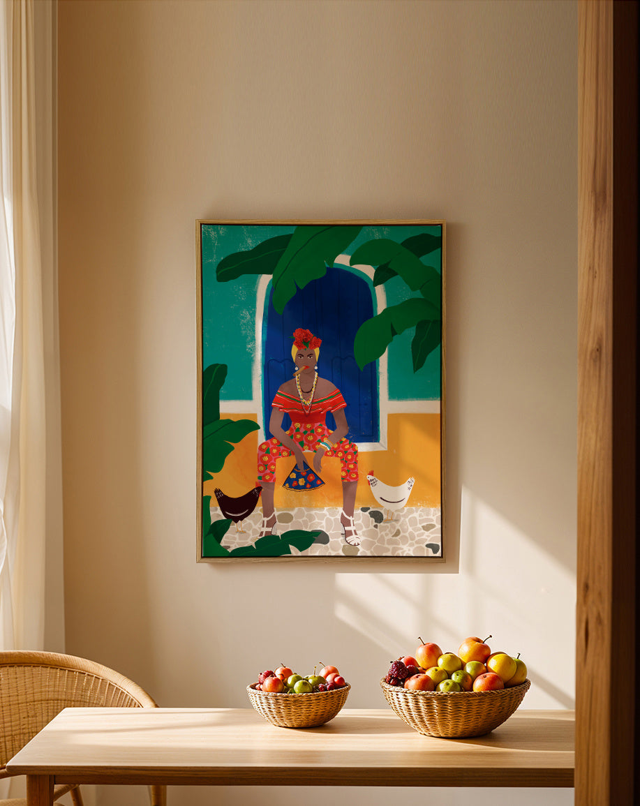 Femm au cigare - Framed canvas in an interior