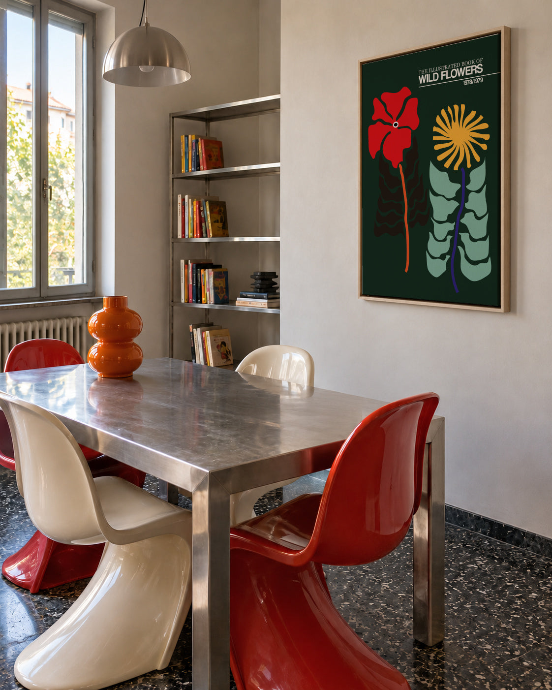 The Illustrated Book Of Wild Flowers Vol.2 Green - Framed canvas in an interior