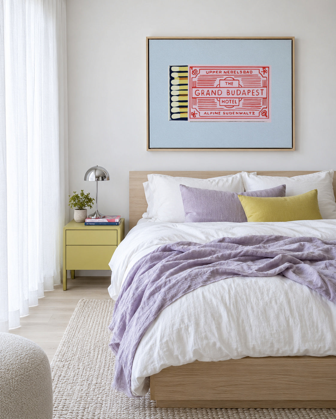The Grand Budapest Hotel Poster - Framed canvas in an interior