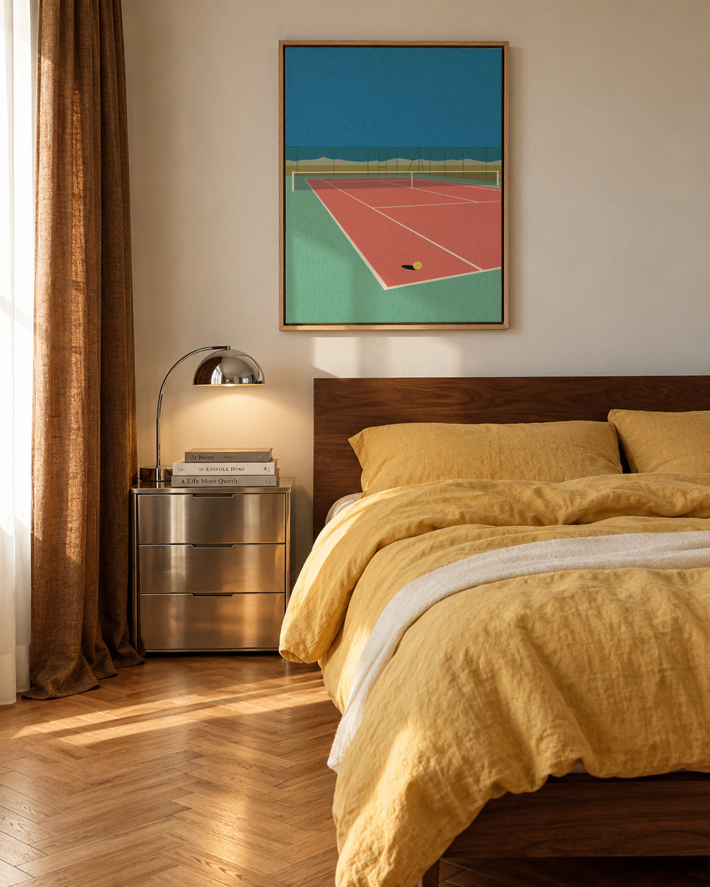 Tennis Court In the Desert - Framed canvas in an interior