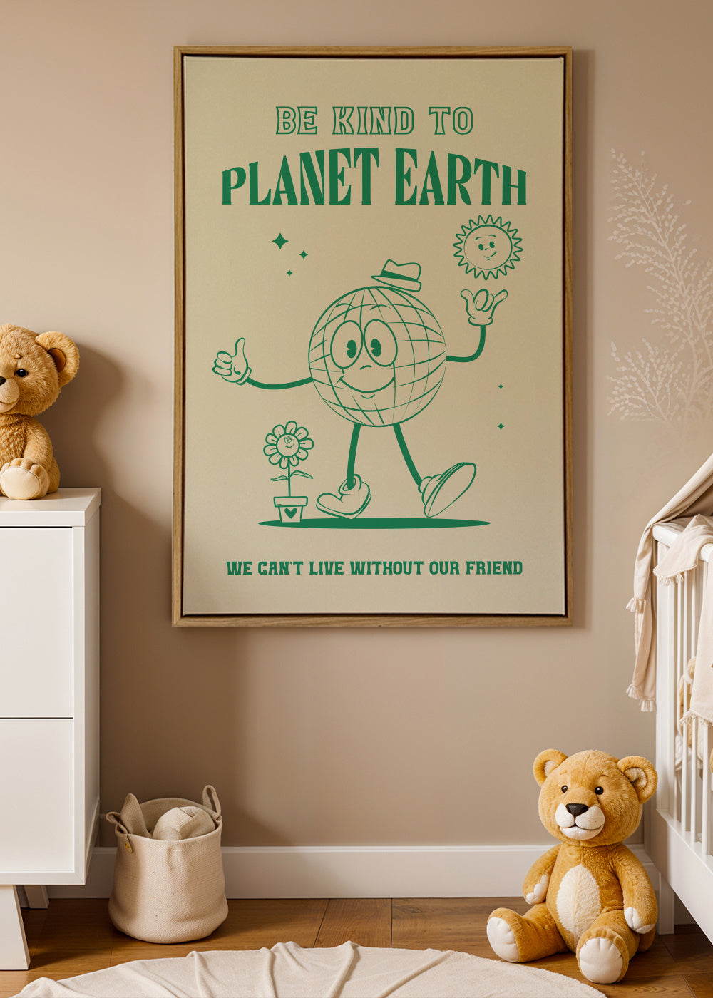 Be Kind Planet Earth - Framed canvas in an interior