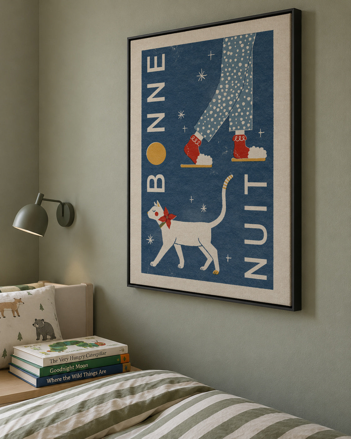 Bonne Nuit - Framed canvas in an interior