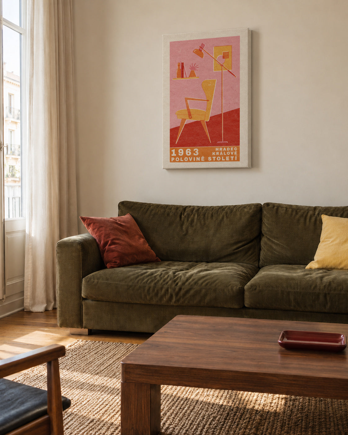 Mid Century Czech Furniture - Unframed canvas in an interior