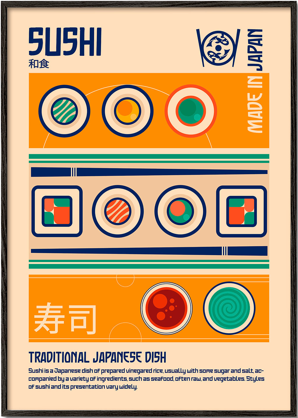 Sushi Japanese Food Print - Retrodrome  
