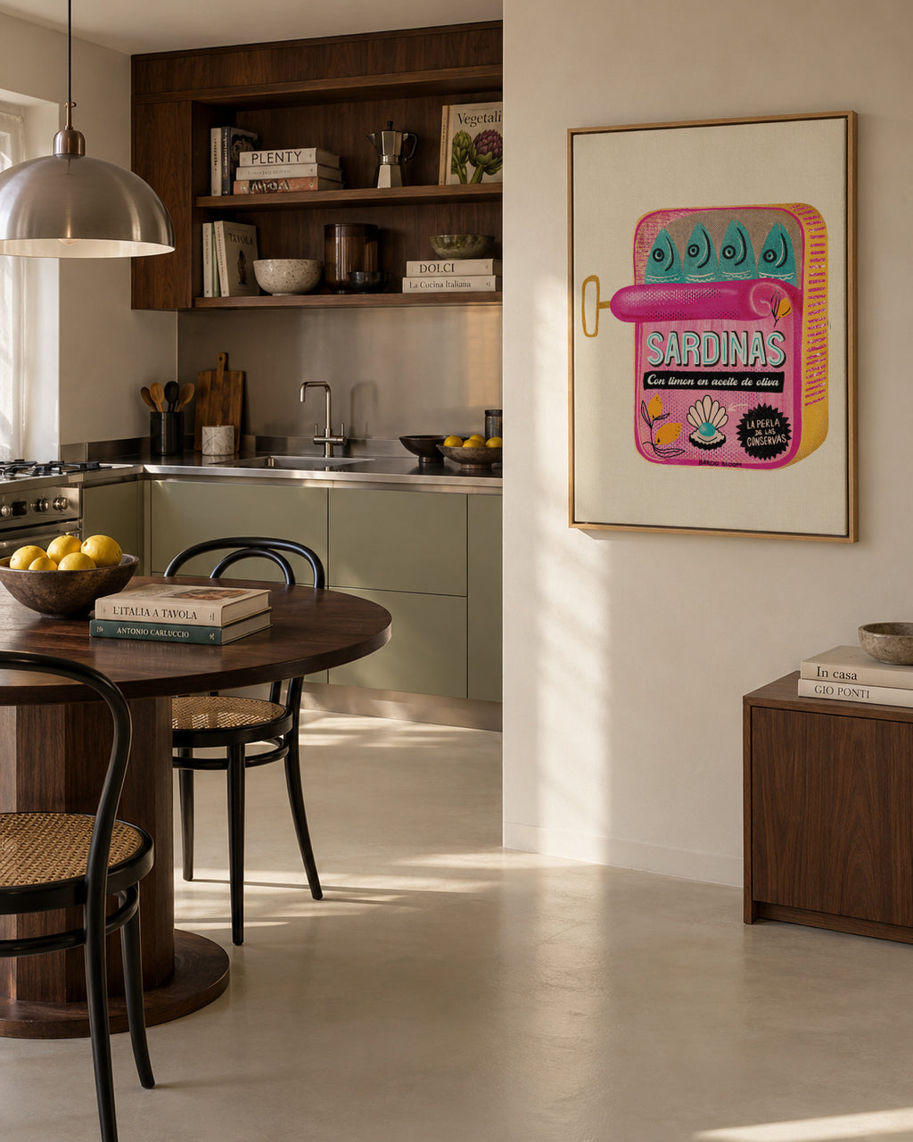 Sardines Tin Can - Framed canvas in an interior
