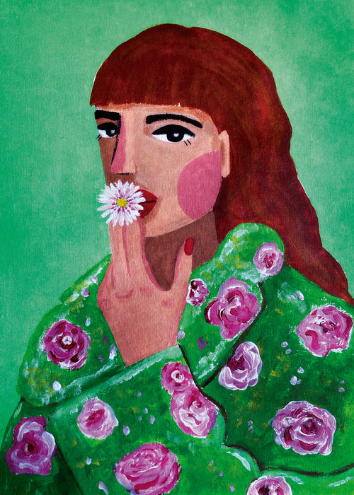 Woman Smoking a Flower - Unframed art print