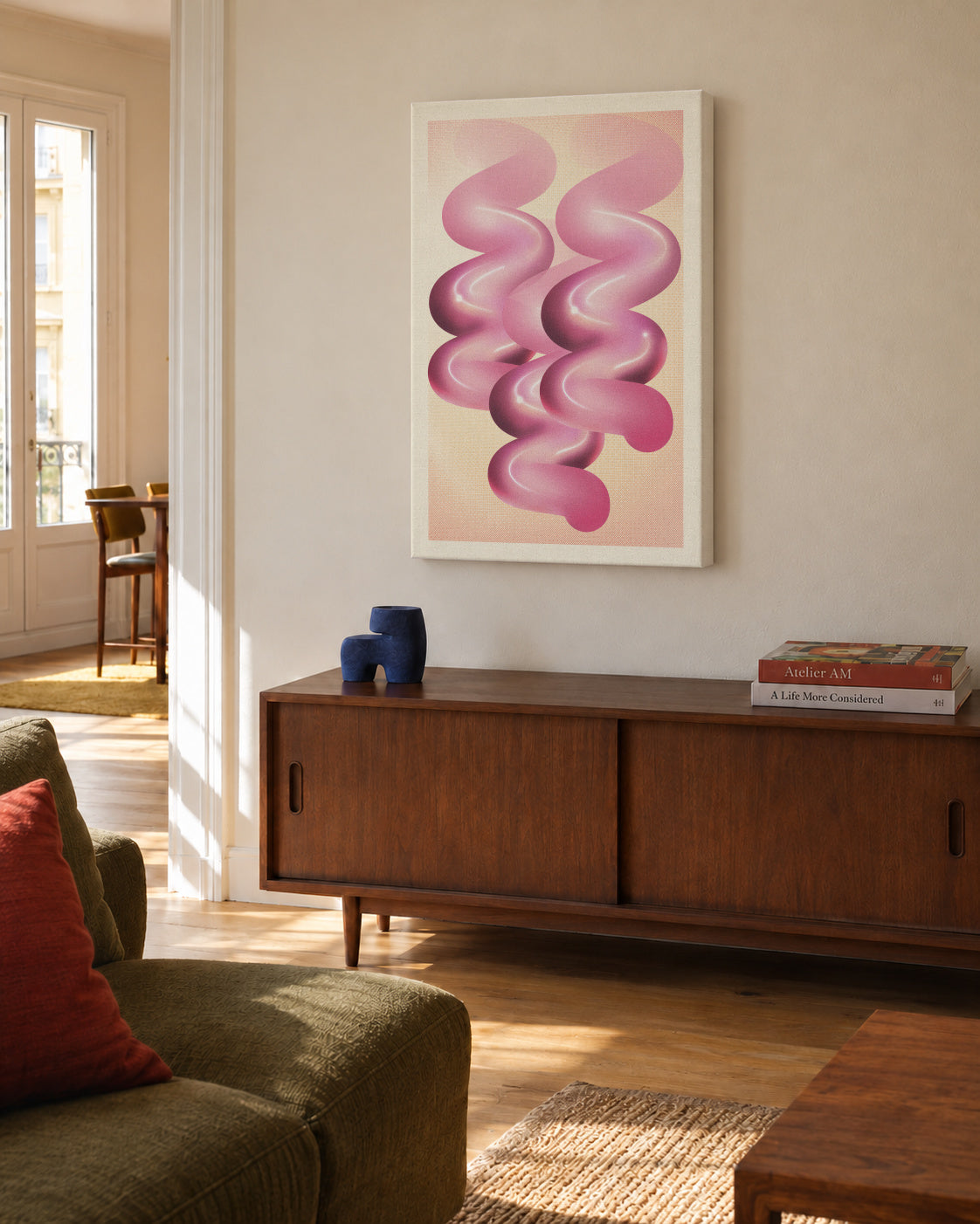 RETRO GRAPHIC NO.1 - Unframed canvas in an interior