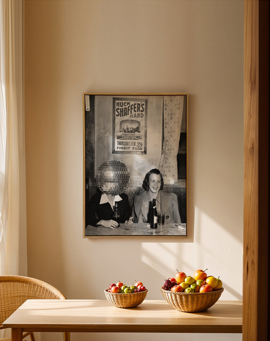 DISCO COLLAGE PARTY - Framed canvas in an interior